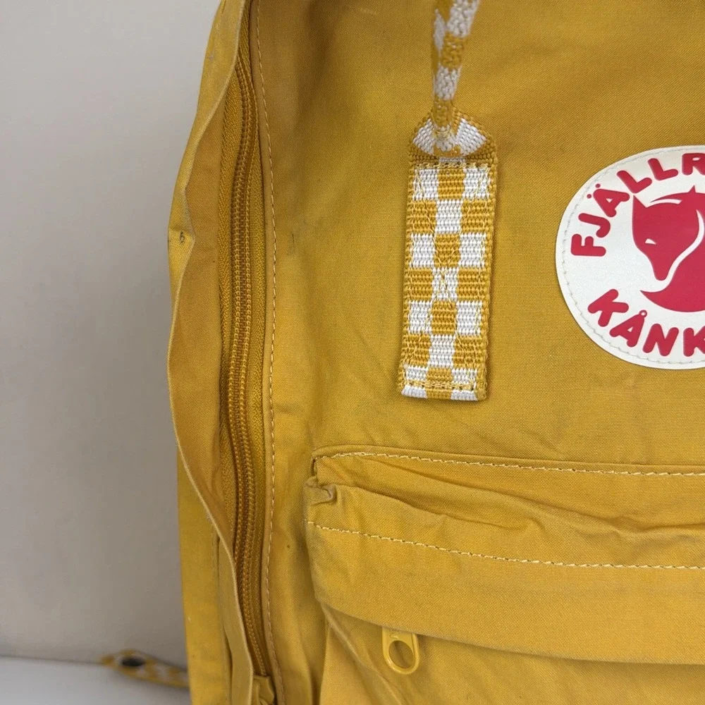 Fjallraven Kanken Checkered Backpack Ochre chess pattern Yellow